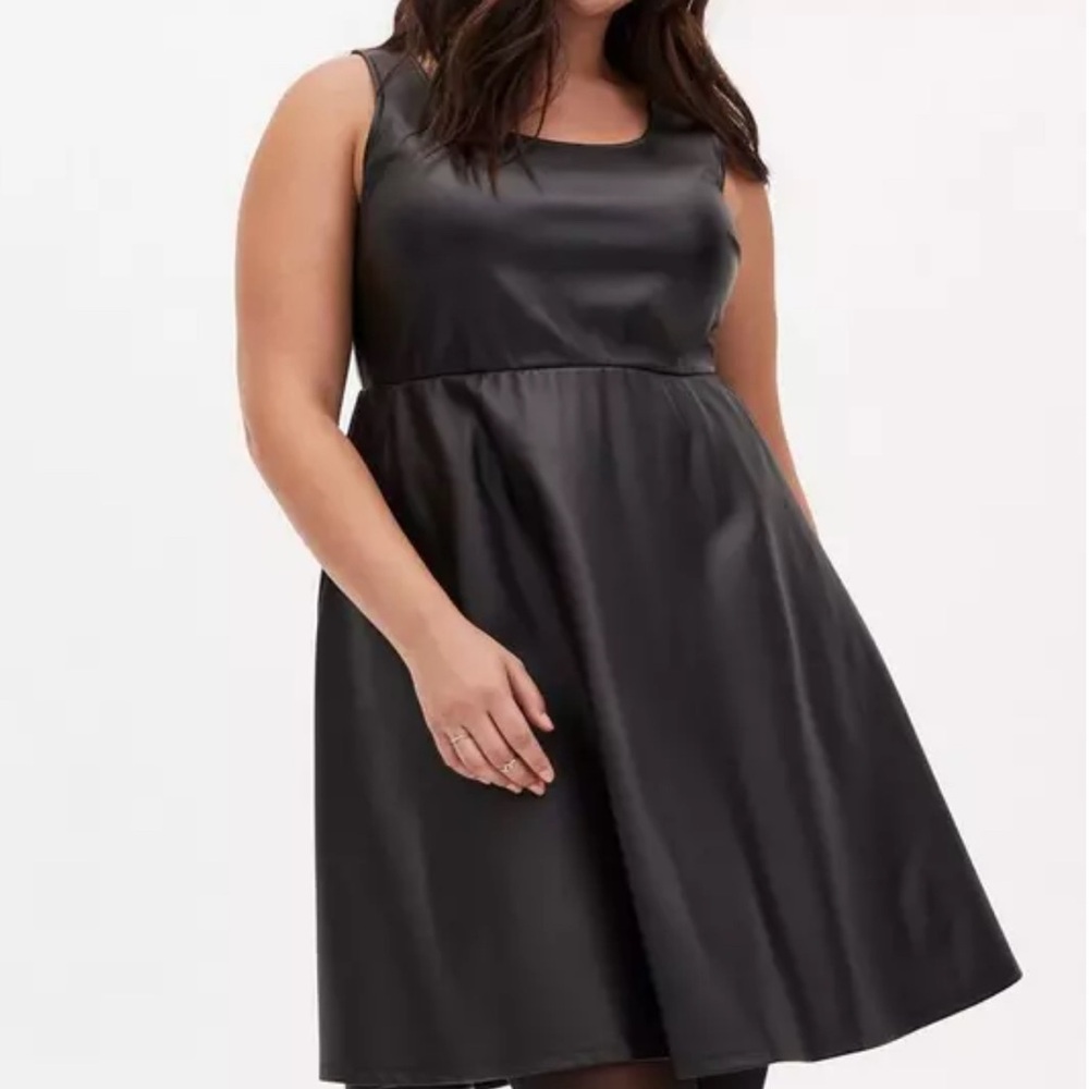 Torrid Black Faux Leather Skater Dress